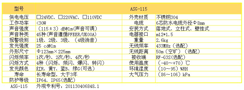 ASG-115技术参数